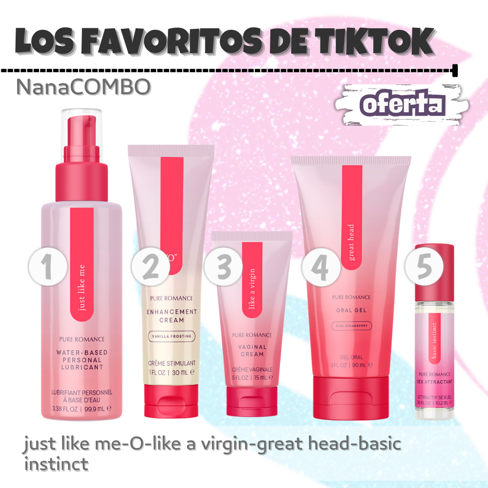 NanaCOMBO10: Lubricante, potenciadores, crema estrechante, gel oral y feromonas para disfrutar placeres, confianza y sensualidad sin límites.