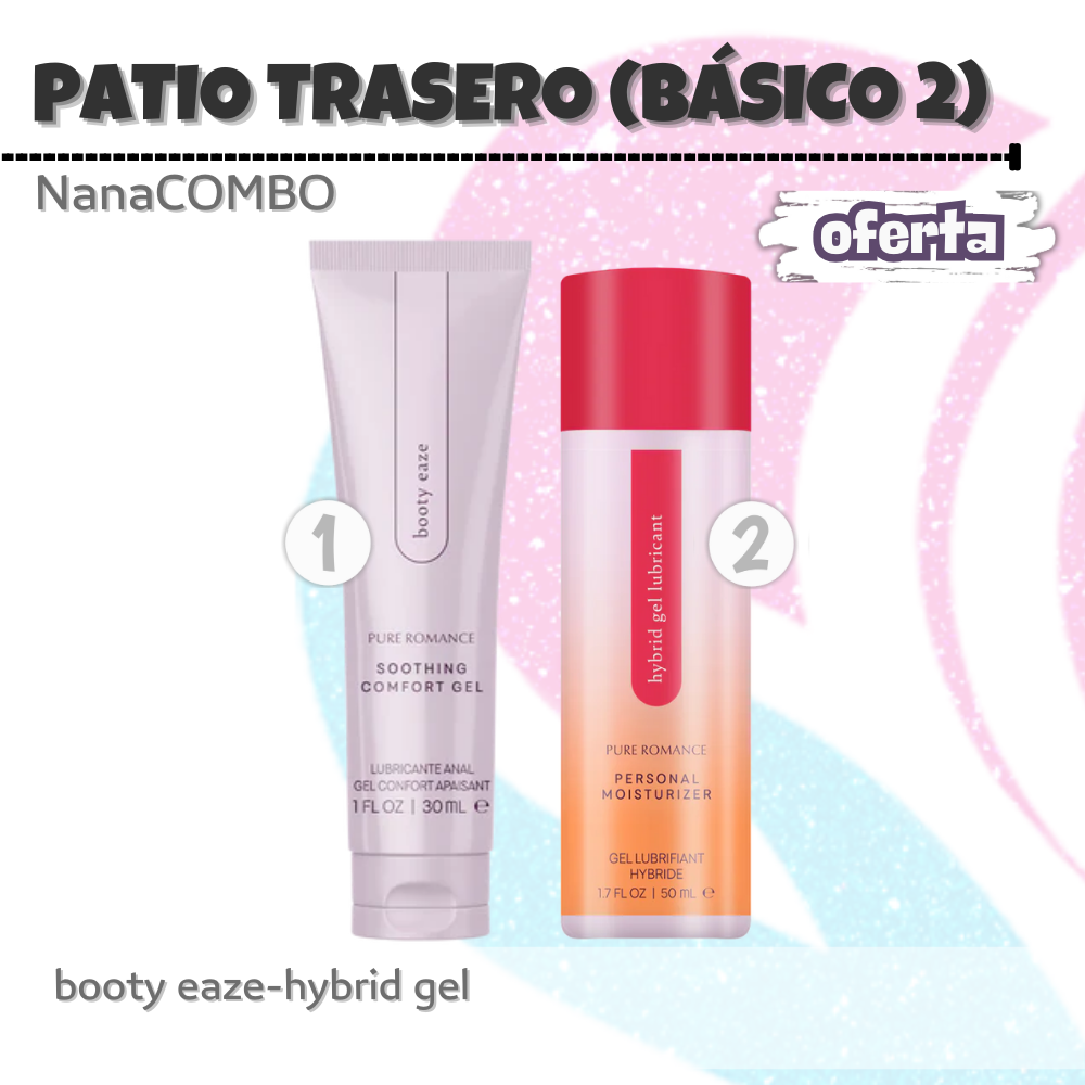 NanaCombo Patio Trasero: Gel relajante y lubricante híbrido para experiencias anales cómodas y placenteras, con suavidad y deslizamiento duradero.