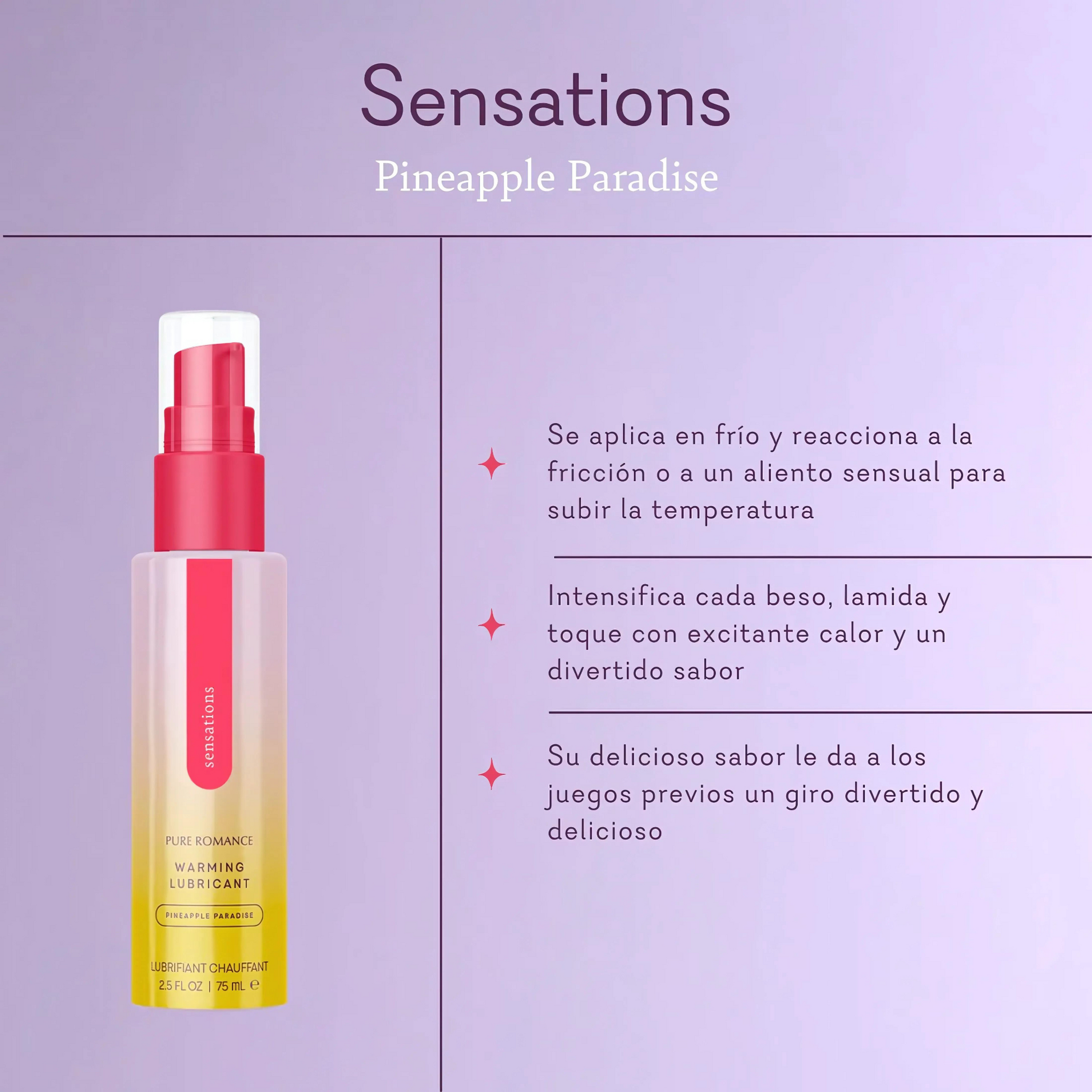 Con Sensations, cada caricia se vuelve más intensa y sabrosa, creando una experiencia sensorial que elevará la temperatura y el placer.