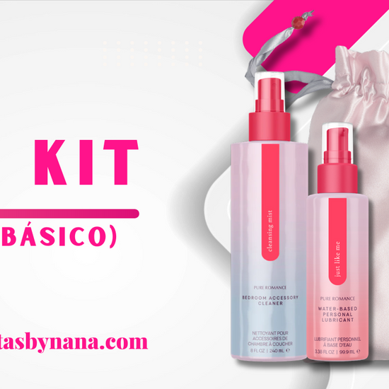 NanaCombo Toy Kit: Lubricante, spray limpiador y bolsa discreta para cuidar, limpiar y almacenar tus juguetes de forma segura y cómoda.