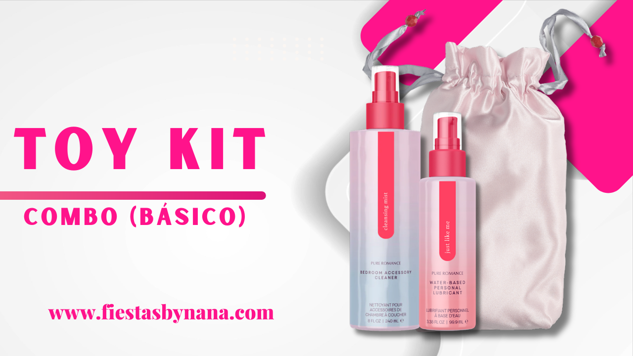 NanaCombo Toy Kit: Lubricante, spray limpiador y bolsa discreta para cuidar, limpiar y almacenar tus juguetes de forma segura y cómoda.